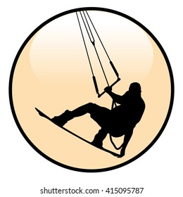 Kiteboarding Rider Icon isolated on white background. Illustration Vector.