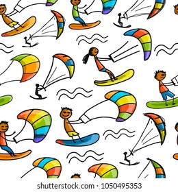 Kiteboarding, seamless pattern for your design