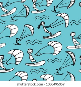 Kiteboarding, seamless pattern for your design