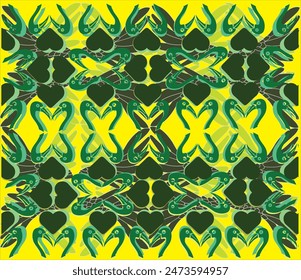 kitenge African design pattern, monochromatic yellow and green design pattern