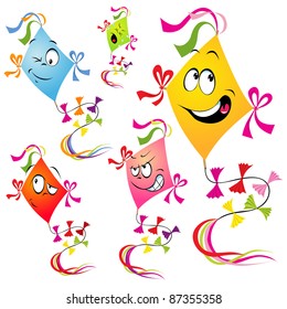 kites cartoon isolated on white background