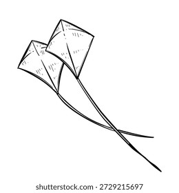 Drachen fliegend Vektorlinie Kunst handgezeichnet Illustration