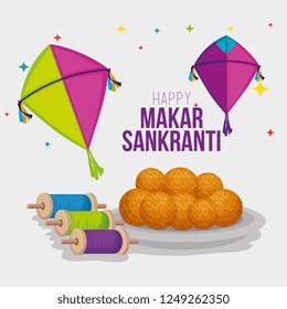 kites and food to makar sankranti cerlebration