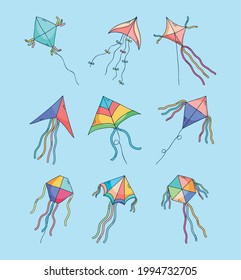 kites icon collection on background