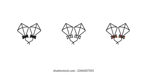 Diseño de icono de cometas con ilustración de fondo blanco