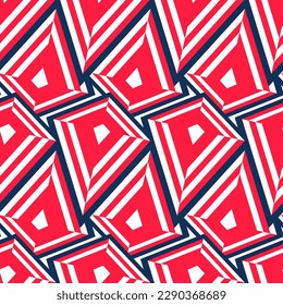 kites inspired abstract geometric design with striped colorful geometry. Seamless vector pattern with diamond shapes and bright colors