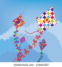Kites in the sky funny background