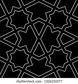 Kites, stars, figures background.Grid wallpaper. Polygons backdrop. Geometric ornament. Geometrical motif. Digital paper, textile print, web design, abstract. Seamless pattern. Vector artwork.