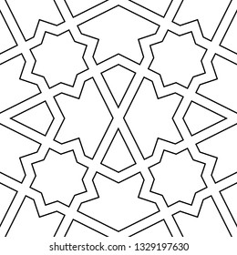 Kites, stars, figures background.Grid wallpaper. Polygons backdrop. Geometric ornament. Geometrical motif. Digital paper, textile print, web design, abstract. Seamless pattern. Vector artwork