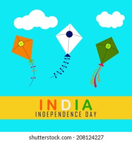 Kites in tri color Indian flag Abstract for India Independence Day. 