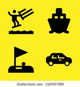 kitesurf, sedan, golf and ferry vector icon set. Sample icons set for web and graphic design