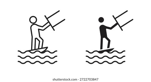 Kitesurfzeichen-Symbol, einzelne Vektorgrafik. Vektorpiktogramm für Web und App