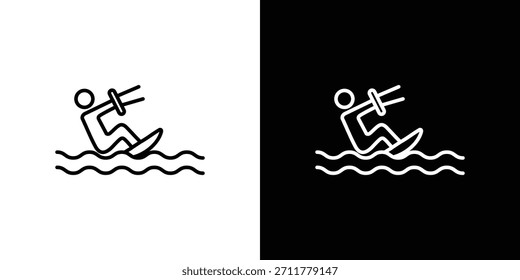 Esquema del icono de signo de kitesurf. Vector aislado pictograma para el Web