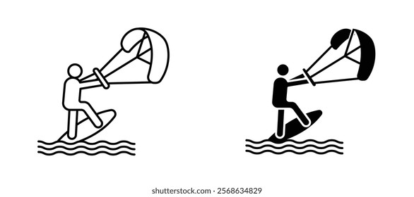 Kitesurf sign icons in outline and fill. vector illustration for ui.