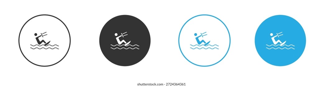 Kitesurf muestra elemento de diseño. Ilustración vectorial sobre fondo blanco.