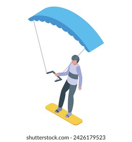 Kitesurfer icon isometric vector. Wind surf. Active speed