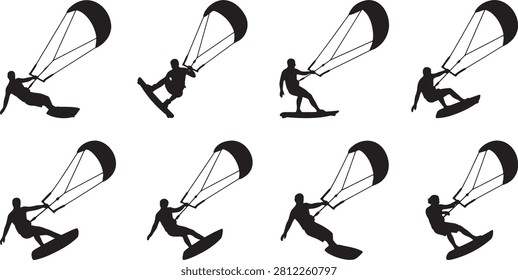 Kitesurfers riding big ocean waves with power kites