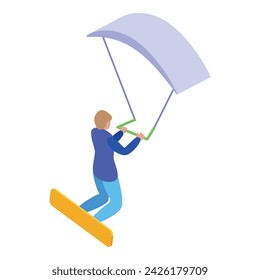 Kitesurfing action icon isometric vector. Wind surf. Active speed