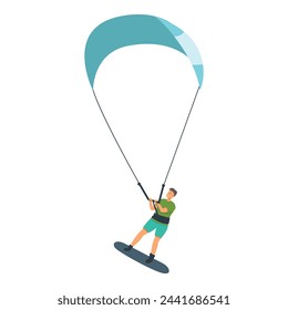 Icono de aventura de kitesurf vector de dibujos animados. Aire de playa dinámico. Deportes de acción