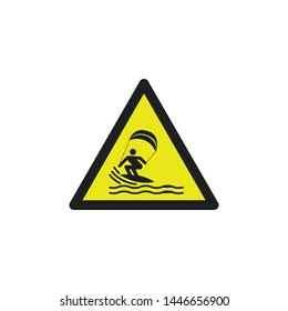 Kitesurfing Area Sign Vector Isolated On White Background. Warning Symbol Vector Icon