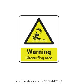 Kitesurfing Area Sign Vector Isolated On White Background. Warning Symbol Vector Icon