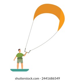 Kitesurfing board activity icon cartoon vector. Sport wave ocean. Design summer