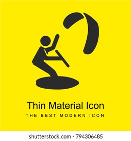 Kitesurfing bright yellow material minimal icon or logo design