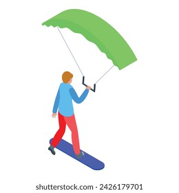 Kitesurfing icon isometric vector. Wind kite. Wave air