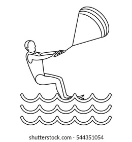 Kitesurfing icon. Outline illustration of kitesurfing vector icon for web