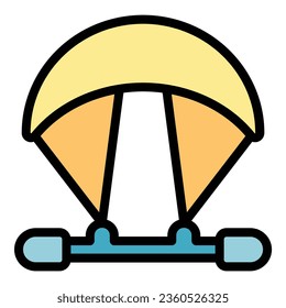 Kitesurfing icon outline vector. Kite board. Sport surfing color flat