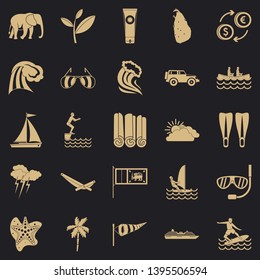 Kitesurfing icons set. Simple set of 25 kitesurfing vector icons for web for any design
