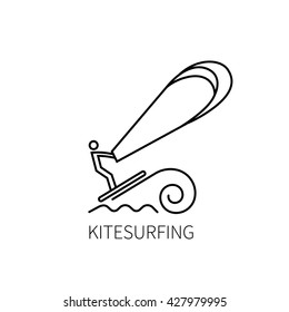 Kitesurfing logo thin line. Vector illustration