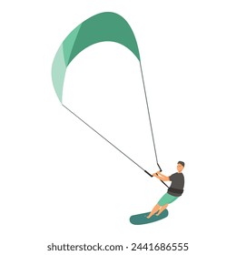 Icono de deporte de kitesurf vector de dibujos animados. Extremo dinámico. Actividad de velocidad del agua