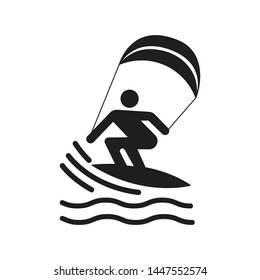 Kitesurfing Vector Isolated On White Background. Surfing Symbol Modern Simple Vector Icon For Website Or Mobile App