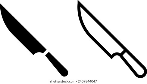 kithcen knife icon, sign, or symbol in glyph and line style isolated on transparent background. Vector illustration