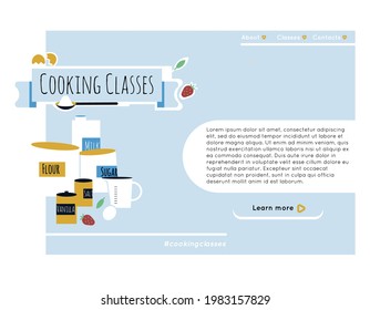 Kithcen tools and ingredients for backing cake. Homemade food concept, cooking or backing class website or poster, design elements. Flat style vector illustration