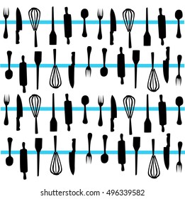 kithen pattern cooking pattern line background vector illustration