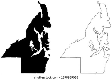 Kitsap County, Bundesstaat Washington (US County, Vereinigte Staaten von Amerika), Karte, Vektorgrafik