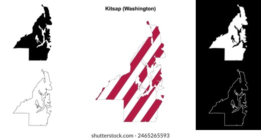 Kitsap County (Washington) outline map set
