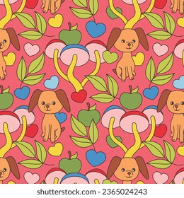 Kitsch illustration. Kitsch pattern geometric retro design in seamless background. vibrant colorful graphic illustration. Vector illustration.