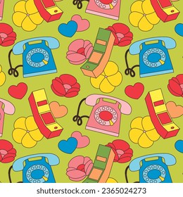 Kitsch illustration. Kitsch pattern geometric retro design in seamless background. vibrant colorful graphic illustration. Vector illustration.