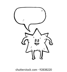 kitsch star cartoon character with speech bubble