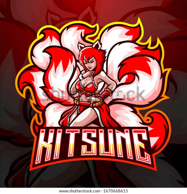 Kitsune female nine\
tails esport logo\
design.