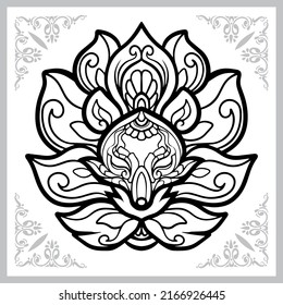 kitsune fox zentangle arts. isolated on white background