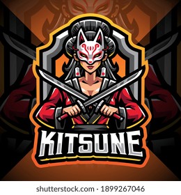 Kitsune girl esport mascot logo design