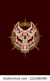 Kitsune head mask vector illustration