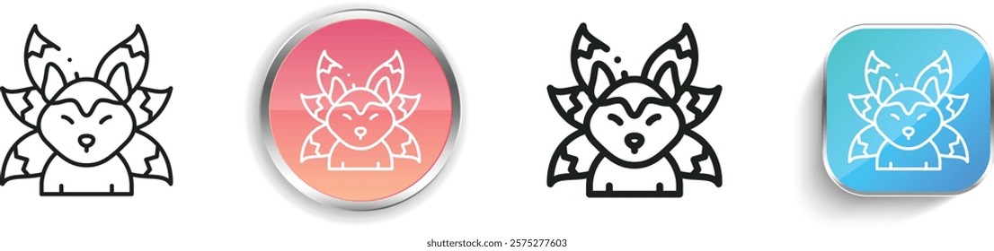 kitsune icon. Thin Linear, Regular and Button Style Design Isolated On White Background