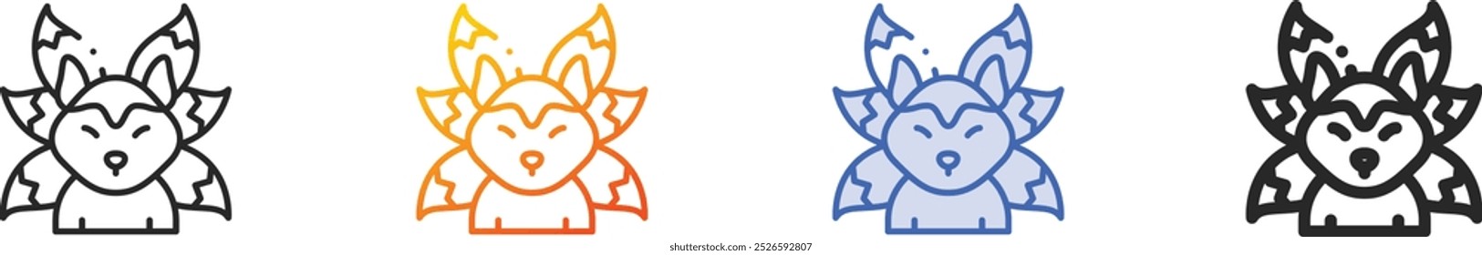 kitsune icon.Thin Linear, Gradient, Blue Stroke and bold Style Design Isolated On White Background