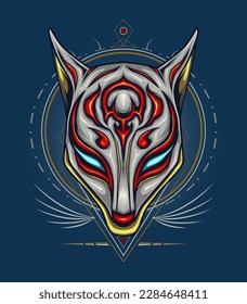 Kitsune illustration design for T shirt, clothing, apparel