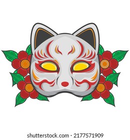 kitsune japanese fox, vector EPS 10